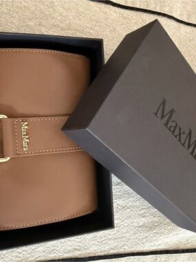 MaxMara Brown Leather Belt Bag with Gold Hardware